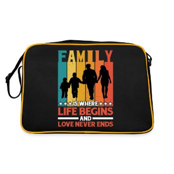 Family Is Where Life Begins And Love Never Ends - Retro Tasche - Schwarz/Gold - Hinten