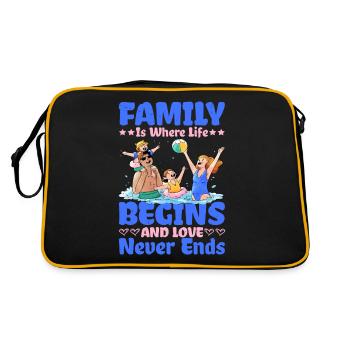 Family Is Where Life Begins And Love Never Ends 2 - Retro Tasche - Schwarz/Gold - Hinten