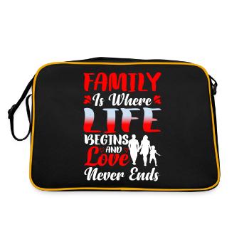 Family Is Where Life Begins And Love Never Ends 3 - Retro Tasche - Schwarz/Gold - Hinten