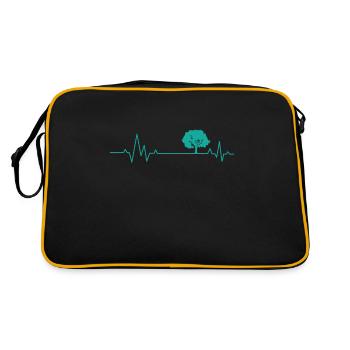 Heart beat line with a tree nature forests - Retro Bag - black/gold - Back