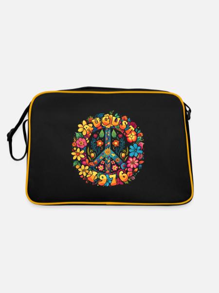 Flower Power Hippie Birthday - Août 1976 - Sac Retro - noir/or