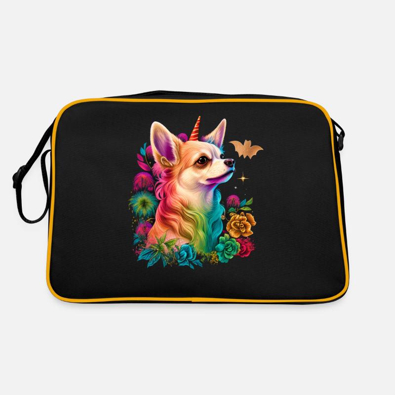Chihuahua | Bunt Regenbogen LGBTQ Einhorn Hund Retro Tasche