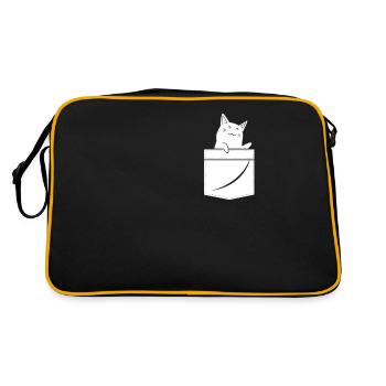 Katze Brusttasche - Retro Tasche - Schwarz/Gold - Hinten