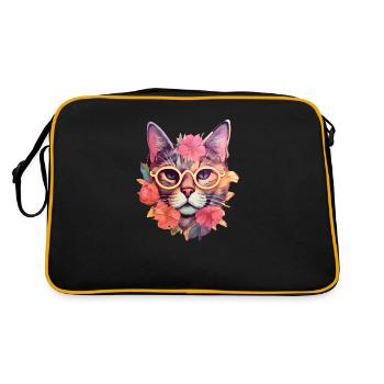 Katze Ästhetik - Retro Tasche - Schwarz/Gold - Hinten