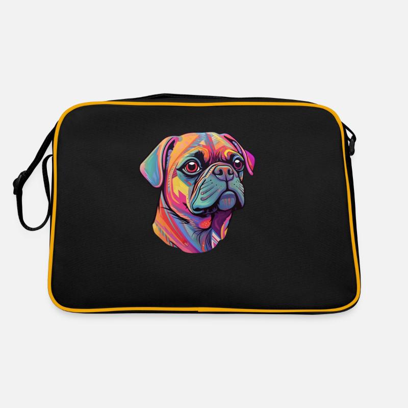 Mops Kopf Retro Tasche