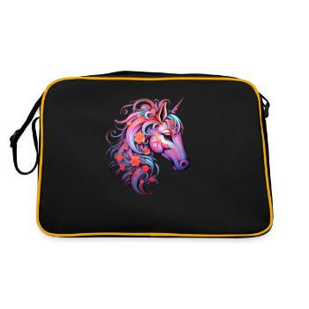 Einhorn Ästhetisches Design - Retro Tasche - Schwarz/Gold - Hinten
