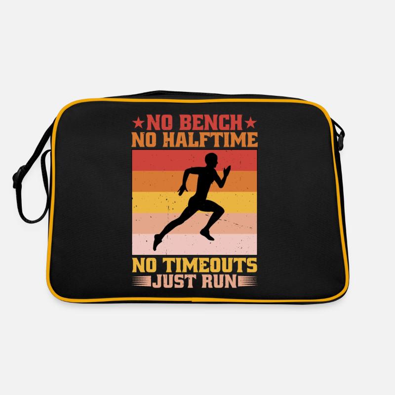 No Bench No Halftime No Timeouts Just Run - Retro Tasche - Schwarz/Gold