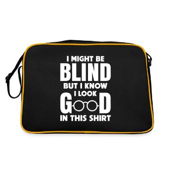Blind Lustiger Spruch Blindenbrille Geschenk Blind - Retro Tasche - Schwarz/Gold - Hinten