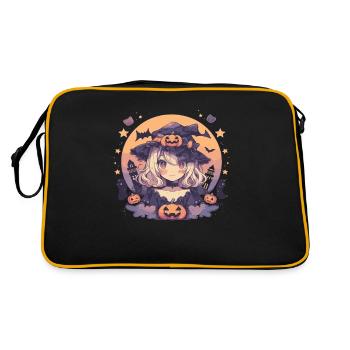 Hexe Helloween Hexen Outfit Hexen - Retro Tasche - Schwarz/Gold - Hinten