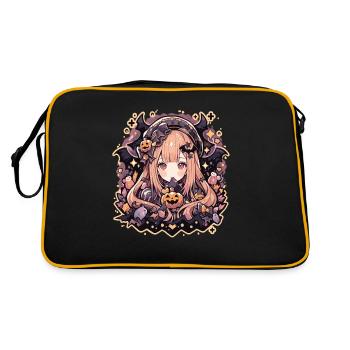Hexe Helloween Hexen Outfit Hexen - Retro Tasche - Schwarz/Gold - Hinten