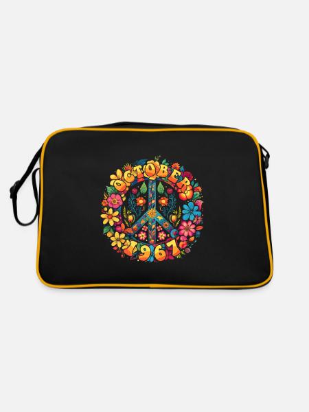 Flower Power Hippie Birthday - October 1967 - Retro Bag - black/gold - Back