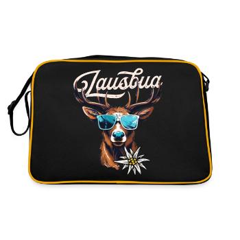 Lausbua T-Shirt Herren Trachtenshirt Trachtenhemd - Retro Tasche - Schwarz/Gold - Hinten