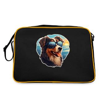 Chien avec des lunettes de soleil - Sac Retro - noir/or - Dos