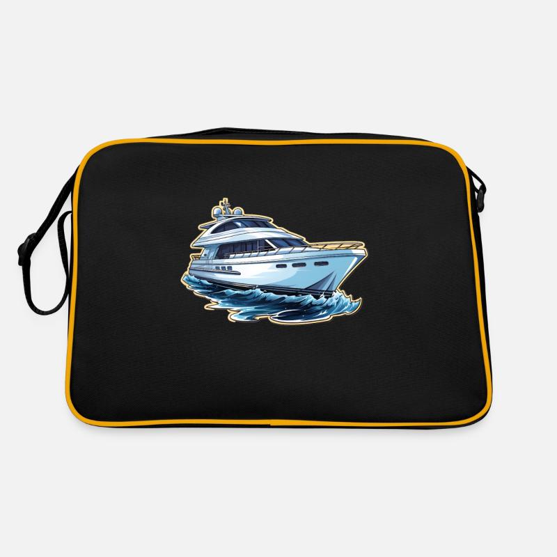 Yacht Motorboot - Retro Tasche - Schwarz/Gold