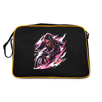 Fahhrad Ebike Ebiker Fahrradfahren - Retro Tasche - Schwarz/Gold - Hinten