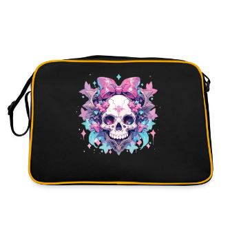 Totenkopf Todenschädel Skull Skulls - Retro Tasche - Schwarz/Gold - Hinten