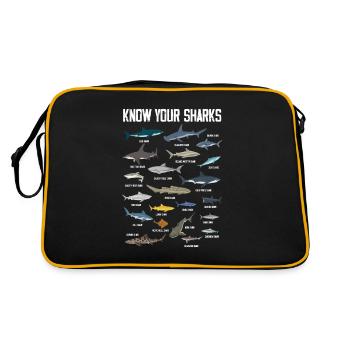 Requin Espèces Requins Cadeau Biologie Marine Océan - Sac Retro - noir/or - Dos