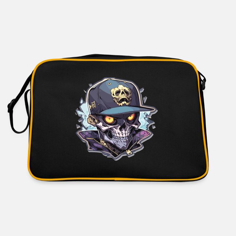 Totenkopf - Retro Tasche - Schwarz/Gold