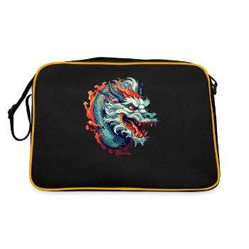 Chinesischer Drache - Retro Tasche - Schwarz/Gold - Hinten