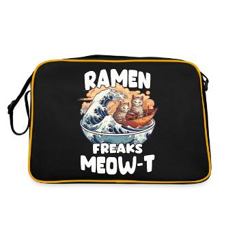 Kawaii Neko and Kanagawa wave for ramen fans. - Retro Bag - black/gold - Back