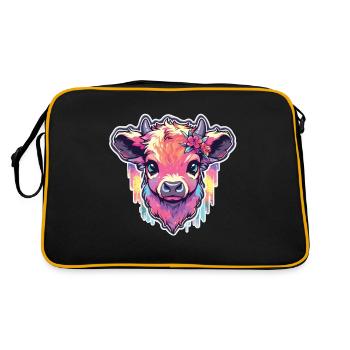 Kuh Kuhkopf Kühne Landwirtschaft Kälbchen - Retro Tasche - Schwarz/Gold - Hinten