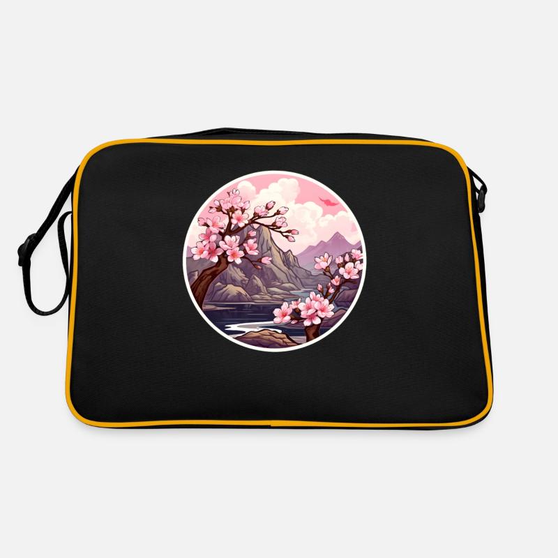 Cerisier en fleurs - Sac Retro - noir/or