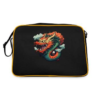 Chinesischer Drache - Retro Tasche - Schwarz/Gold - Hinten