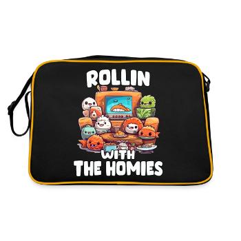 Délicieuse variété de sushis dans un t-shirt d’anime - Sac Retro - noir/or - Dos