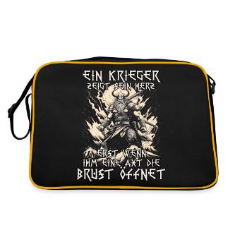 Nordische Mythologie Wikinger Krieger Stärke - Retro Tasche - Schwarz/Gold - Hinten