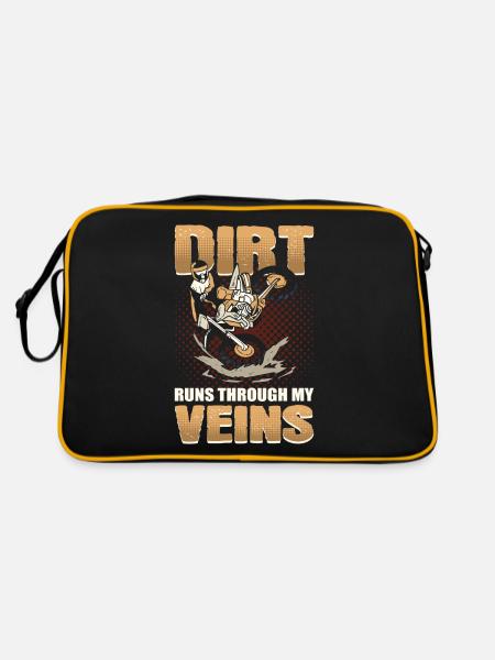 Dreck läuft durch meine Adern Motocross Dirt Bike - Retro Tasche - Schwarz/Gold - Hinten