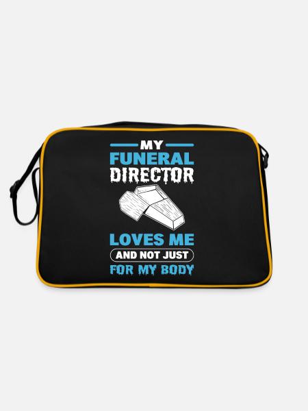 My Funeral Director Loves Me Not Just For My Body - Retro Bag - black/gold - Back