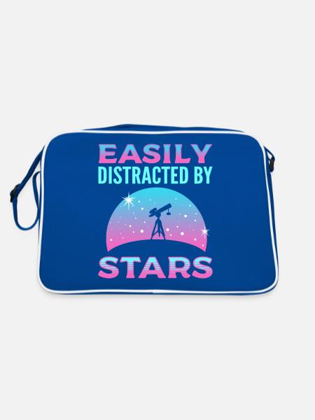 Leicht ablenkbar durch Sterne Astronomy Astronomer - Retro Tasche - Blau/Weiß - Hinten