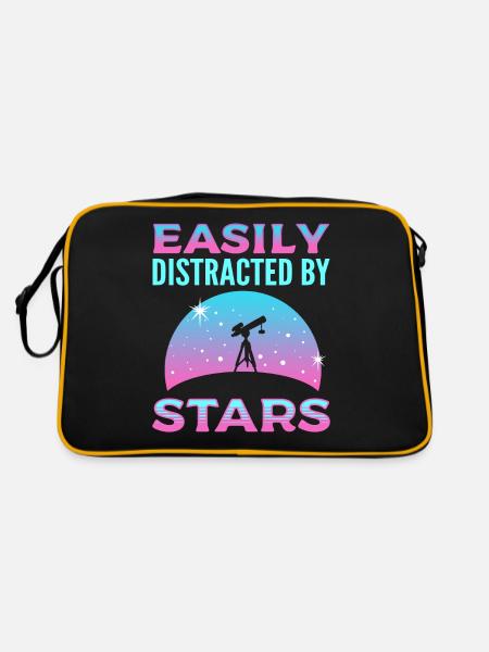 Easily Distracted By Stars Stargazing Astronomy - Retro Bag - black/gold - Back