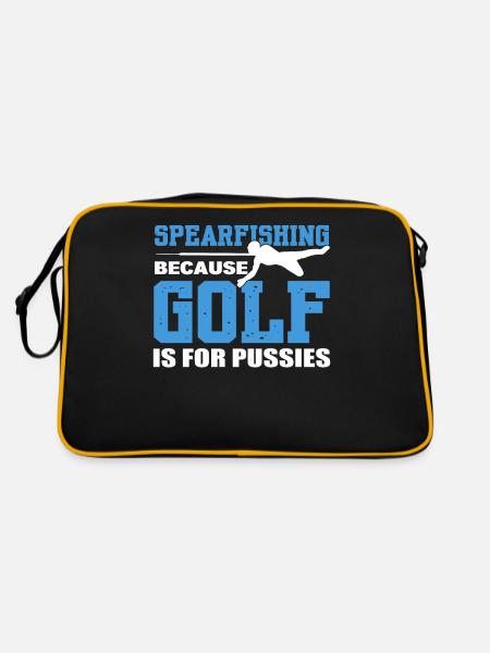 Speerfischen Weil Golf für Weicheier ist - Retro Tasche - Schwarz/Gold - Hinten