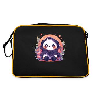 Panda Pandas Panda Bears Baby Panda Animals - Retro Bag - black/gold - Back
