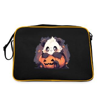 Panda Pandas Panda Bears Baby Panda Animals - Retro Bag - black/gold - Back