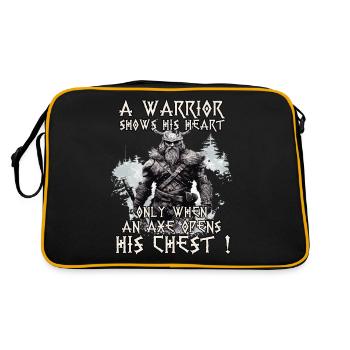 Nordische Mythologie Wikinger Krieger Kriegerkult - Retro Tasche - Schwarz/Gold - Hinten