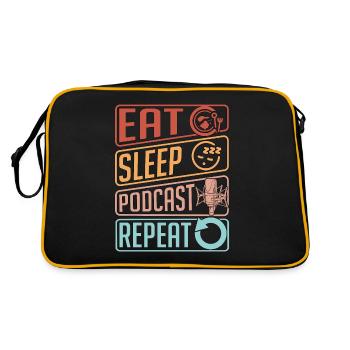 Podcasting Eat Sleep Podcast Microphone Podcaster - Retro Bag - black/gold - Back