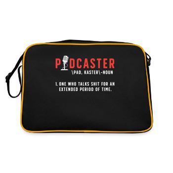 Podcasting Podcaster Noun One Who Talks Microphone - Retro Bag - black/gold - Back