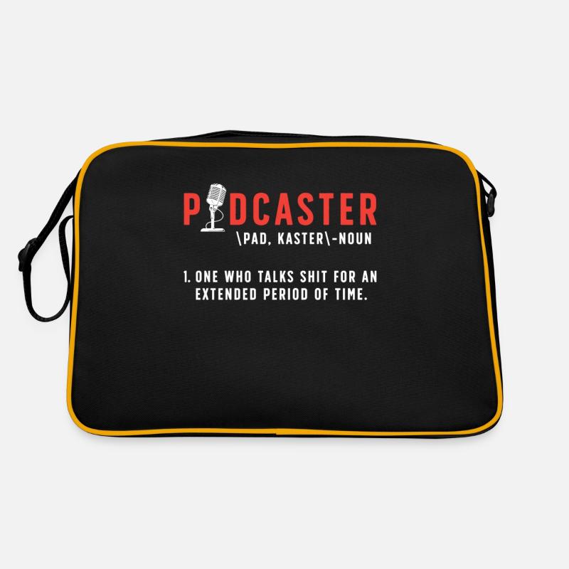 Podcasting Podcaster Nom Celui qui parle microphone Sac Retro