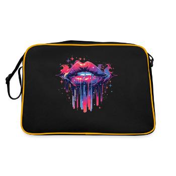 Lèvres Kiss Bouche Baiser Bouche Lèvres rouges - Sac Retro - noir/or - Dos