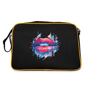 Lèvres Kiss Bouche Baiser Bouche Lèvres rouges - Sac Retro - noir/or - Dos