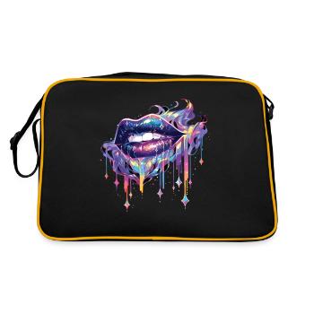 Lèvres Kiss Bouche Baiser Bouche Lèvres rouges - Sac Retro - noir/or - Dos