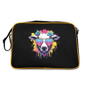 Vache Tête de vache Vaches Agriculture Éleveur de vaches - Sac Retro - noir/or - Dos