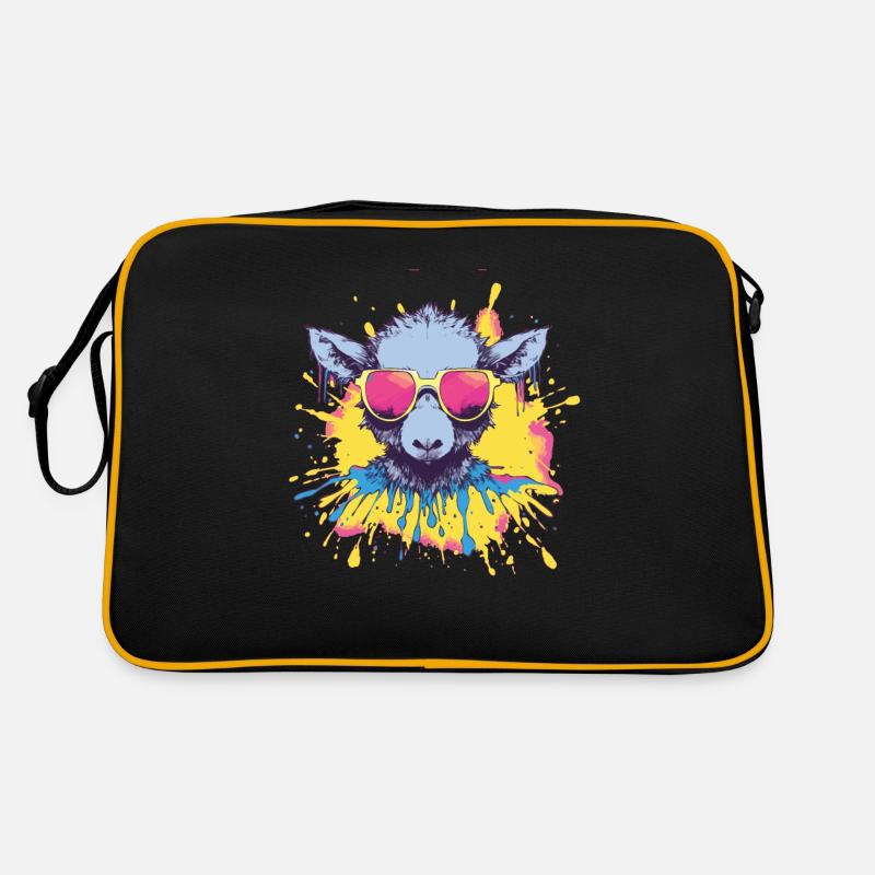 Schaf Schäfer Schäffschen Landwirtschaft - Retro Tasche - Schwarz/Gold