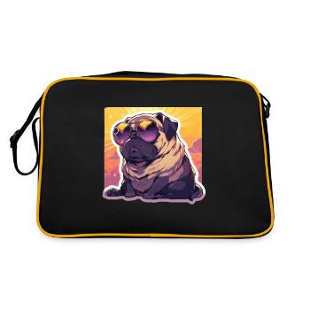 Pug Pug Dog Pug Sunglasses Pug Gift - Retro Bag - black/gold - Back