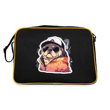 Pug Pug Dog Pug Sunglasses Pug Gift - Retro Bag - black/gold - Back