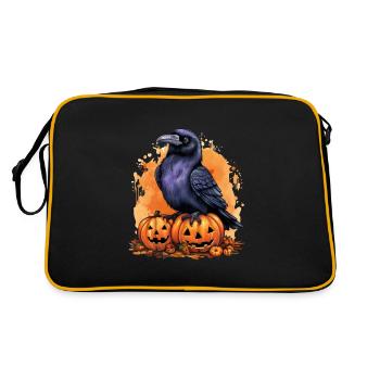 Corbeau citrouille d’Halloween - Sac Retro - noir/or - Dos