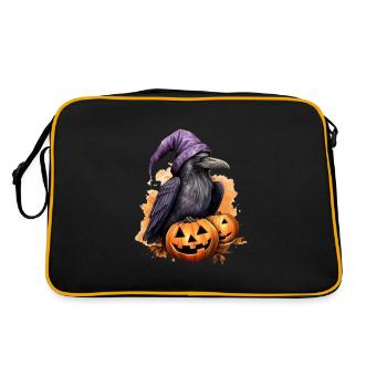 Corbeau citrouille d’Halloween - Sac Retro - noir/or - Dos