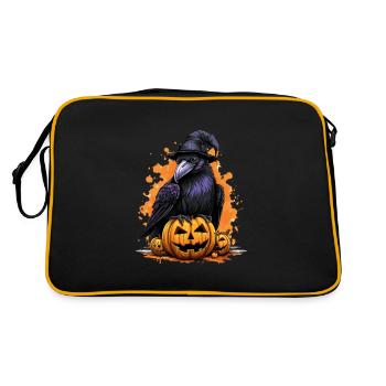 Corbeau citrouille d’Halloween - Sac Retro - noir/or - Dos